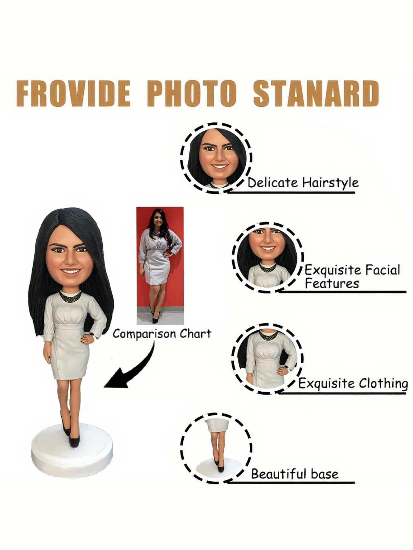 Custom Clay Personalized Bobblehead Doll (Single-Person Style - Single-Person Photos Only)